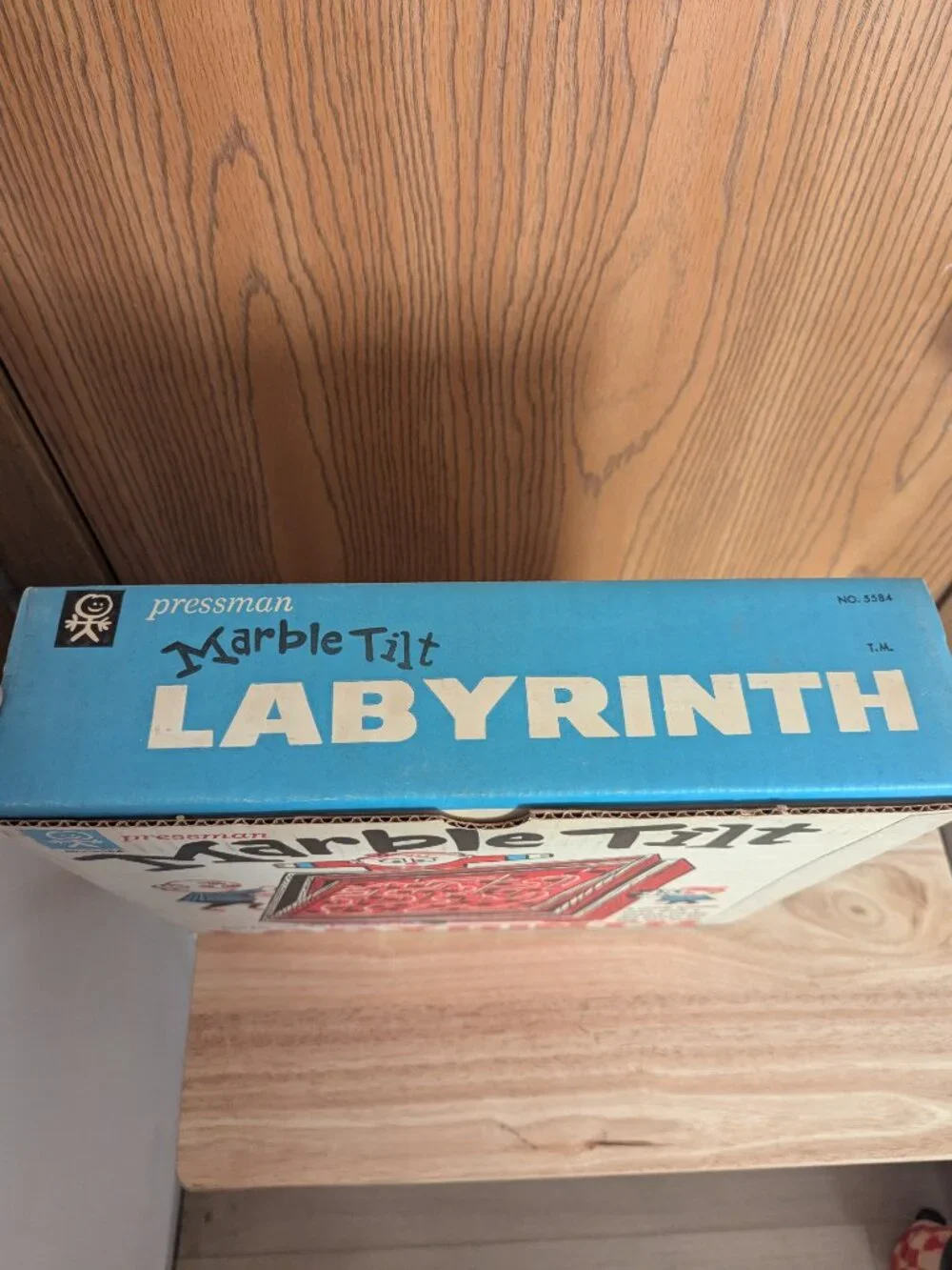 VTG 1960s Marble Tilt Labyrith Maze Game Wooden In Box Balance Skill -Pressman